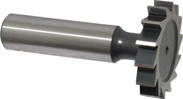 Interstate - 1-1/4" Diam x 1/4" Face Width, High Speed Steel, 14 Teeth, Shank Connection Woodruff Keyseat Cutter - Uncoated, 2-1/4" OAL x 1/2" Shank, Straight Teeth, ANSI 810, Old Standard 21 - Top Tool & Supply