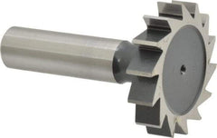 Interstate - 1-1/2" Diam x 5/16" Face Width, High Speed Steel, 16 Teeth, Shank Connection Woodruff Keyseat Cutter - Uncoated, 2-5/16" OAL x 1/2" Shank, Straight Teeth, ANSI 1012, Old Standard 25 - Top Tool & Supply