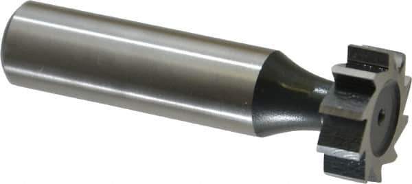 Interstate - 3/4" Diam x 1/4" Face Width, High Speed Steel, 10 Teeth, Shank Connection Woodruff Keyseat Cutter - Uncoated, 2-1/4" OAL x 1/2" Shank, Straight Teeth, ANSI 806, Old Standard 91 - Top Tool & Supply