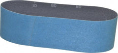 Norton - 3" Wide x 24" OAL, 80 Grit, Zirconia Alumina Abrasive Belt - Zirconia Alumina, Medium, Coated, Y Weighted Cloth Backing, Series 3X - Top Tool & Supply