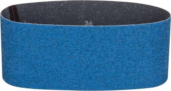 Norton - 4" Wide x 24" OAL, 36 Grit, Zirconia Alumina Abrasive Belt - Zirconia Alumina, Very Coarse, Coated, Y Weighted Cloth Backing, Series 3X - Top Tool & Supply