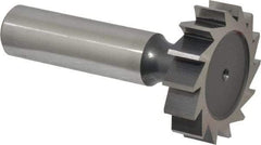 Interstate - 1-1/4" Diam x 5/16" Face Width, High Speed Steel, 14 Teeth, Shank Connection Woodruff Keyseat Cutter - Uncoated, 2-5/16" OAL x 1/2" Shank, Straight Teeth, ANSI 1010, Old Standard D - Top Tool & Supply