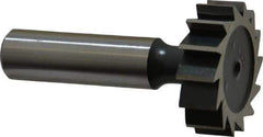 Interstate - 1-1/4" Diam x 3/8" Face Width, High Speed Steel, 14 Teeth, Shank Connection Woodruff Keyseat Cutter - Uncoated, 2-3/8" OAL x 1/2" Shank, Straight Teeth, ANSI 1210, Old Standard E - Top Tool & Supply