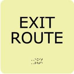 NMC - Exit Route, Plastic Exit Sign - 8" Wide x 8" High, English/Braille, Glow-in-the-Dark - Top Tool & Supply