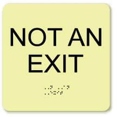 NMC - Not an Exit, Plastic Exit Sign - 8" Wide x 8" High, English/Braille, Glow-in-the-Dark - Top Tool & Supply