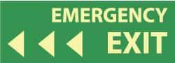 NMC - Emergency Exit, Plastic Exit Sign - 14" Wide x 5" High, Glow-in-the-Dark - Top Tool & Supply