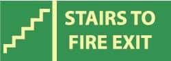 NMC - Stairs to Fire Exit, Plastic Fire Sign - 14" Wide x 5" High, Glow-in-the-Dark - Top Tool & Supply