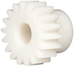 Made in USA - 20 Pitch, 0.9" Pitch Diam, 1" OD, 18 Tooth Spur Gear - 3/8" Face Width, 5/16" Bore Diam, 43/64" Hub Diam, 20° Pressure Angle, Acetal - Top Tool & Supply