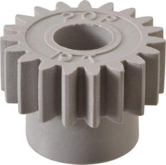 Made in USA - 20 Pitch, 0.95" Pitch Diam, 1.05" OD, 19 Tooth Spur Gear - 3/8" Face Width, 3/8" Bore Diam, 47/64" Hub Diam, 20° Pressure Angle, Acetal - Top Tool & Supply