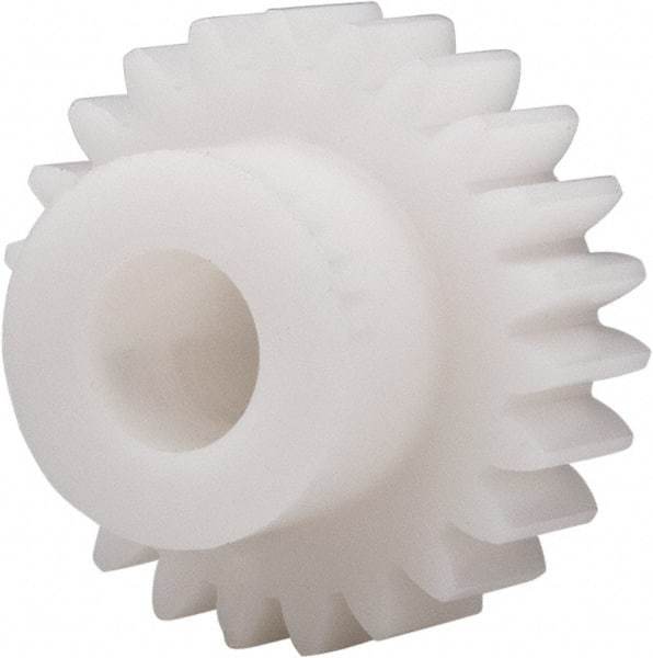 Made in USA - 20 Pitch, 1.15" Pitch Diam, 1-1/4" OD, 23 Tooth Spur Gear - 3/8" Face Width, 3/8" Bore Diam, 47/64" Hub Diam, 20° Pressure Angle, Acetal - Top Tool & Supply