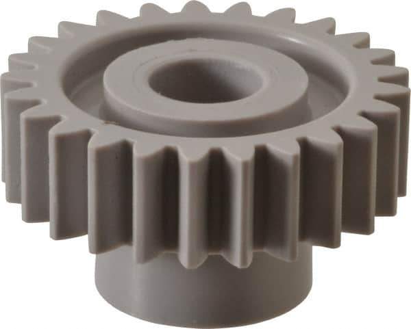 Made in USA - 20 Pitch, 1-1/4" Pitch Diam, 1.35" OD, 25 Tooth Spur Gear - 3/8" Face Width, 3/8" Bore Diam, 47/64" Hub Diam, 20° Pressure Angle, Acetal - Top Tool & Supply