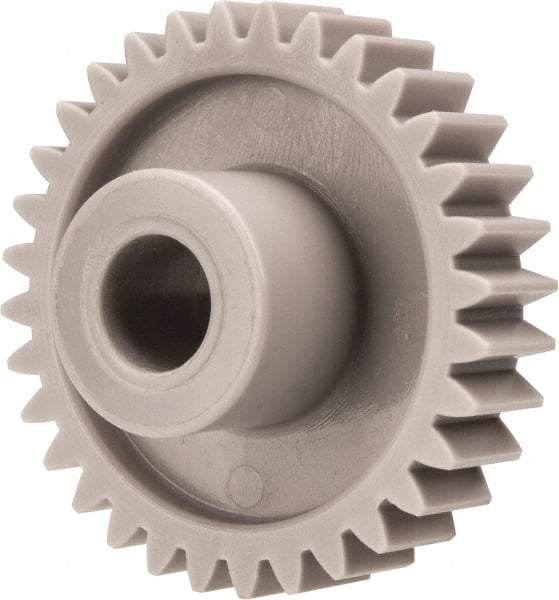 Made in USA - 20 Pitch, 1.6" Pitch Diam, 1.7" OD, 32 Tooth Spur Gear - 3/8" Face Width, 3/8" Bore Diam, 47/64" Hub Diam, 20° Pressure Angle, Acetal - Top Tool & Supply