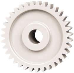 Made in USA - 20 Pitch, 1-3/4" Pitch Diam, 1.85" OD, 35 Tooth Spur Gear - 3/8" Face Width, 3/8" Bore Diam, 47/64" Hub Diam, 20° Pressure Angle, Acetal - Top Tool & Supply