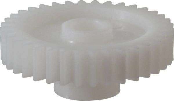 Made in USA - 20 Pitch, 1.8" Pitch Diam, 1.9" OD, 36 Tooth Spur Gear - 3/8" Face Width, 3/8" Bore Diam, 47/64" Hub Diam, 20° Pressure Angle, Acetal - Top Tool & Supply