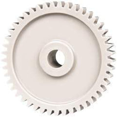 Made in USA - 20 Pitch, 2-1/4" Pitch Diam, 2.35" OD, 45 Tooth Spur Gear - 3/8" Face Width, 3/8" Bore Diam, 47/64" Hub Diam, 20° Pressure Angle, Acetal - Top Tool & Supply