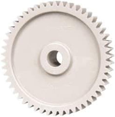 Made in USA - 20 Pitch, 2-1/2" Pitch Diam, 2.6" OD, 50 Tooth Spur Gear - 3/8" Face Width, 3/8" Bore Diam, 3/4" Hub Diam, 20° Pressure Angle, Acetal - Top Tool & Supply