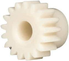 Made in USA - 24 Pitch, 0.709" Pitch Diam, 0.791" OD, 17 Tooth Spur Gear - 1/4" Face Width, 3/16" Bore Diam, 35/64" Hub Diam, 20° Pressure Angle, Acetal - Top Tool & Supply