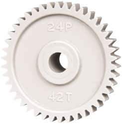 Made in USA - 48 Pitch, 1-3/4" Pitch Diam, 1.833" OD, 42 Tooth Spur Gear - 1/4" Face Width, 5/16" Bore Diam, 43/64" Hub Diam, 20° Pressure Angle, Acetal - Top Tool & Supply