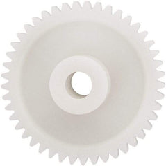 Made in USA - 24 Pitch, 1-7/8" Pitch Diam, 1.958" OD, 45 Tooth Spur Gear - 1/4" Face Width, 5/16" Bore Diam, 43/64" Hub Diam, 20° Pressure Angle, Acetal - Top Tool & Supply