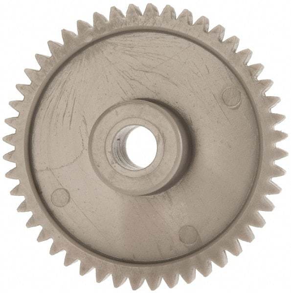 Made in USA - 48 Pitch, 2" Pitch Diam, 2.083" OD, 48 Tooth Spur Gear - 1/4" Face Width, 5/16" Bore Diam, 43/64" Hub Diam, 20° Pressure Angle, Acetal - Top Tool & Supply