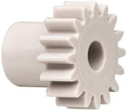 Made in USA - 32 Pitch, 1/2" Pitch Diam, 9/16" OD, 16 Tooth Spur Gear - 3/16" Face Width, 5/32" Bore Diam, 11/32" Hub Diam, 20° Pressure Angle, Acetal - Top Tool & Supply