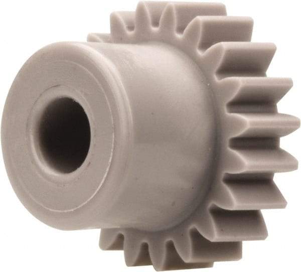 Made in USA - 32 Pitch, 5/8" Pitch Diam, 11/16" OD, 20 Tooth Spur Gear - 3/8" Face Width, 3/16" Bore Diam, 15/32" Hub Diam, 20° Pressure Angle, Acetal - Top Tool & Supply