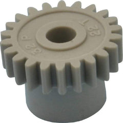 Made in USA - 32 Pitch, 11/16" Pitch Diam, 3/4" OD, 22 Tooth Spur Gear - 3/16" Face Width, 3/16" Bore Diam, 1/2" Hub Diam, 20° Pressure Angle, Acetal - Top Tool & Supply