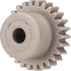 Made in USA - 32 Pitch, 13/16" Pitch Diam, 7/8" OD, 26 Tooth Spur Gear - 3/16" Face Width, 3/16" Bore Diam, 9/16" Hub Diam, 20° Pressure Angle, Acetal - Top Tool & Supply