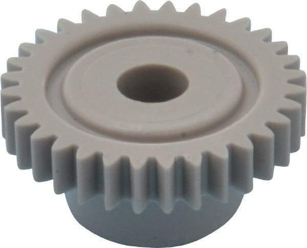 Made in USA - 32 Pitch, 1" Pitch Diam, 1-1/16" OD, 32 Tooth Spur Gear - 3/16" Face Width, 1/4" Bore Diam, 5/8" Hub Diam, 20° Pressure Angle, Acetal - Top Tool & Supply