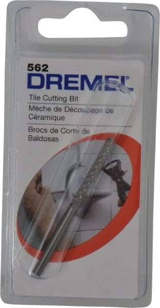 Dremel - 1/8" Diam, High Speed Steel Diamond Pattern Router Bit - Right Hand Cut, 61mm Overall Length, 1/8" Shank Diam, Use on Cement Board, Ceramic Wall Tile, Plaster - Top Tool & Supply