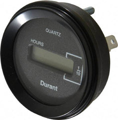 Durant - Supertwist LCD Display Hour Meter - 58.4mm High, 12VDC-60VAC Voltage, Solid State Hourmeter Round - Top Tool & Supply