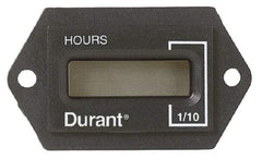 Durant - Supertwist LCD Display Hour Meter - 31.1mm High, 12VDC-60VAC Voltage, Solid State Hourmeter Rectangular - Top Tool & Supply