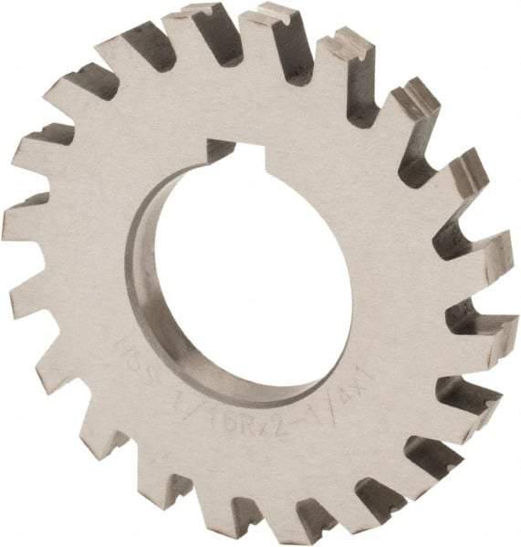 Value Collection - 1/2" Radius, 1" Circle Diam, 4-1/4" Cutter Diam, 1" Cutting Width, Arbor Connection, Concave Radius Cutter - High Speed Steel, Oxide Finish, Form Relieved, 10 Teeth - Top Tool & Supply