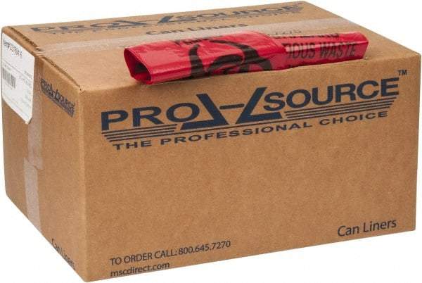 PRO-SOURCE - 35 Gal Capacity, Red, LLD, Hazardous Waste Bag - 1.2 mil Thick x 31" Wide x 43" High, Flat Pack - Top Tool & Supply