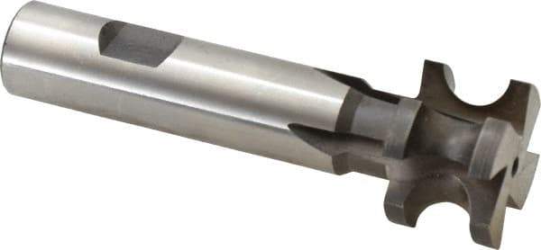 Made in USA - 1/4" Radius, 1/2" Circle Diam, 1-1/4" Diam x 0.822" Wide Cut, High Speed Steel Concave Radius Cutter - 4" OAL, 3/4" Shank Diam, Shank Connection, Uncoated, Form Relieved, 4 Teeth, Weldon Flat - Top Tool & Supply