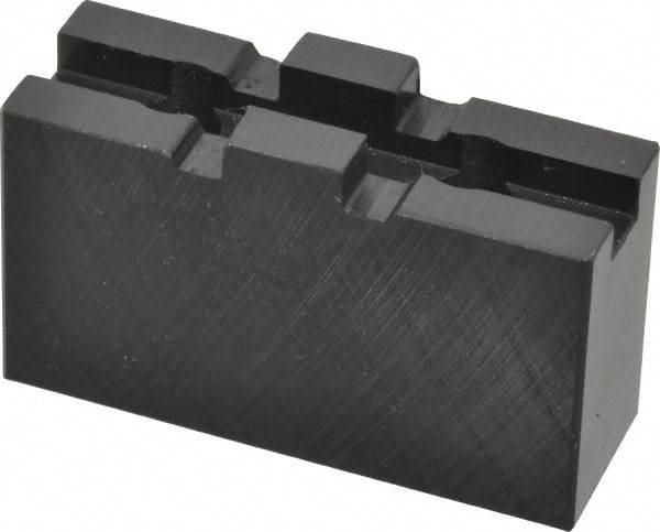 Bison - 5" Chuck Capacity, Tongue & Groove Attachment, Square Soft Lathe Chuck Jaw - 1 Jaw, Steel, 1-1/4" Btw Mount Hole Ctrs, 2-1/2" Long x 7/8" Wide x 1.52" High, 5/16" Groove - Top Tool & Supply