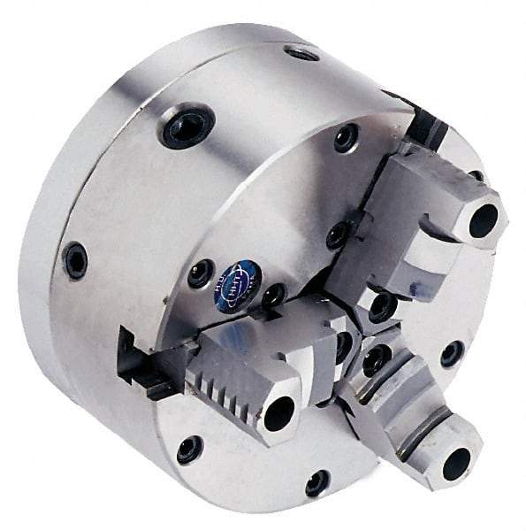 Vectrax - 3 Jaws, 6" Diam, Self Centering Manual Lathe Chuck - Includes Back Plate - Top Tool & Supply