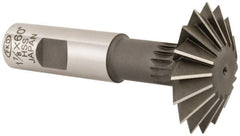 Interstate - 1-7/8° 1-7/8" Cut Diam, 5/8" Cut Width, 3/4" Shank, High Speed Steel Double-Angle Cutter - Top Tool & Supply