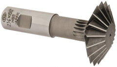 Interstate - 2-1/4° 2-1/4" Cut Diam, 3/4" Cut Width, 7/8" Shank, High Speed Steel Double-Angle Cutter - Top Tool & Supply