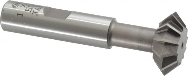 Interstate - 1° 1" Cut Diam, 3/8" Cut Width, 1/2" Shank, High Speed Steel Double-Angle Cutter - Top Tool & Supply