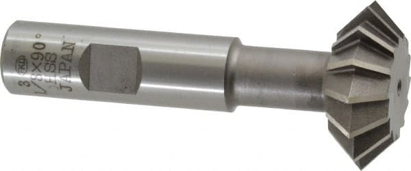 Interstate - 1-3/8° 1-3/8" Cut Diam, 1/2" Cut Width, 5/8" Shank, High Speed Steel Double-Angle Cutter - Top Tool & Supply