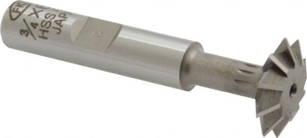 Interstate - 3/4° 3/4" Cut Diam, 3/16" Cut Width, 3/8" Shank, Cobalt Double-Angle Cutter - Top Tool & Supply