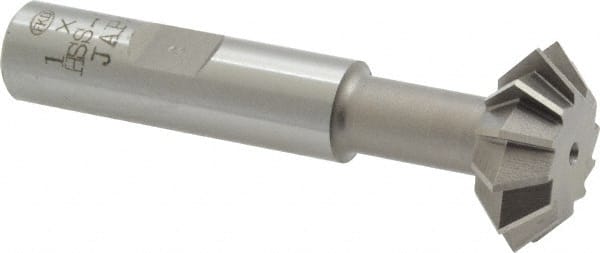 Interstate - 1° 1" Cut Diam, 3/8" Cut Width, 1/2" Shank, Cobalt Double-Angle Cutter - Top Tool & Supply