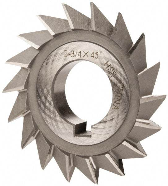 Value Collection - 2-3/4" Diam x 1/2" Width of Cut, 45° Included Angle, Arbor Connection, High Speed Steel Single Angle Cutter - Right Hand Cut, Oxide Finish - Top Tool & Supply