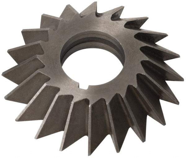 Value Collection - 4" Diam x 1/2" Width of Cut, 60° Included Angle, Arbor Connection, High Speed Steel Single Angle Cutter - Left Hand Cut, Oxide Finish - Top Tool & Supply