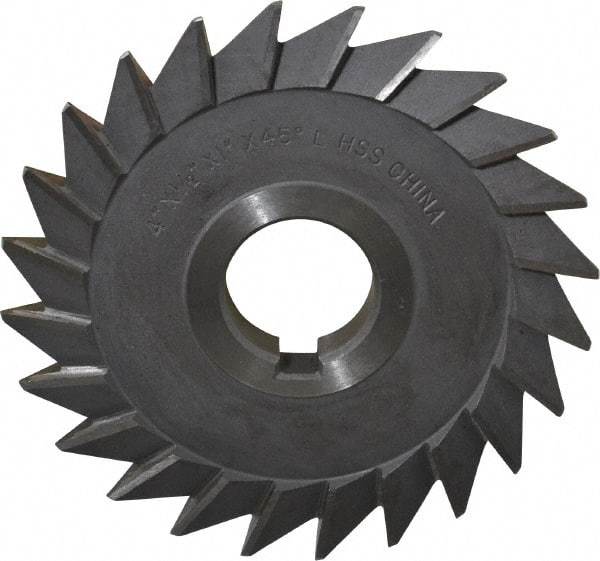 Value Collection - 4" Diam x 1/2" Width of Cut, 45° Included Angle, Arbor Connection, High Speed Steel Single Angle Cutter - Left Hand Cut, Oxide Finish - Top Tool & Supply