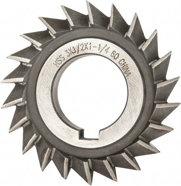 Value Collection - 3" Diam x 1/2" Width of Cut, 60° Included Angle, Arbor Connection, High Speed Steel Single Angle Cutter - Right Hand Cut, Oxide Finish - Top Tool & Supply