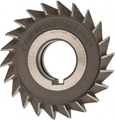 Value Collection - 3" Diam x 3/4" Width of Cut, 60° Included Angle, Arbor Connection, High Speed Steel Single Angle Cutter - Right Hand Cut, Oxide Finish - Top Tool & Supply