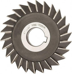 Value Collection - 4" Diam x 1/2" Width of Cut, 60° Included Angle, Arbor Connection, High Speed Steel Single Angle Cutter - Right Hand Cut, Oxide Finish - Top Tool & Supply