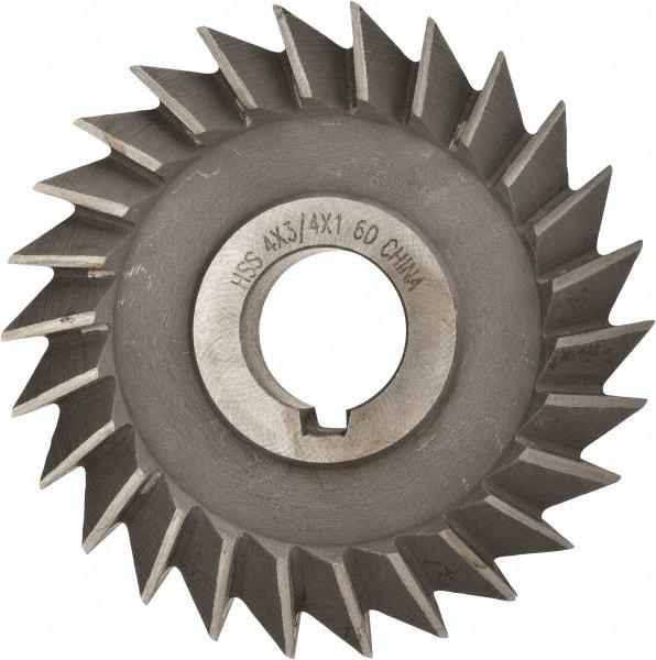 Value Collection - 4" Diam x 3/4" Width of Cut, 60° Included Angle, Arbor Connection, High Speed Steel Single Angle Cutter - Right Hand Cut, Oxide Finish - Top Tool & Supply